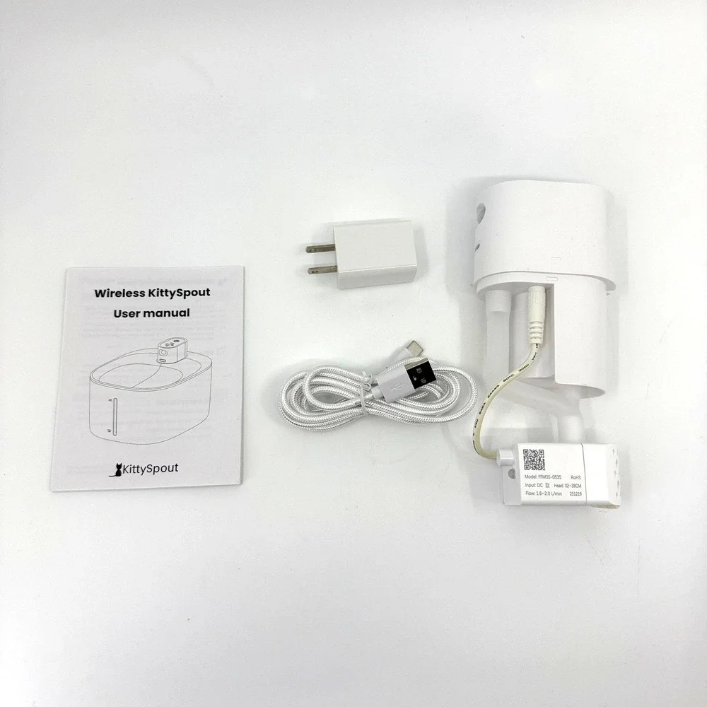KittySpout Wireless Cat Water Fountain Stainless Steel 4L 135oz Silent Motion